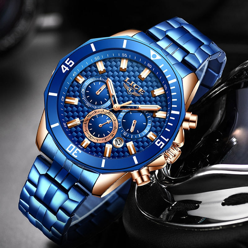 LIGE New Luxury Sports Chronograph Military Watch